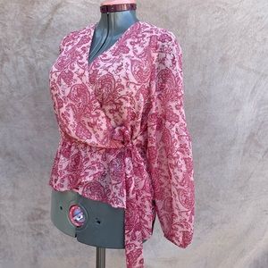 Express light printed long sleeve blouse